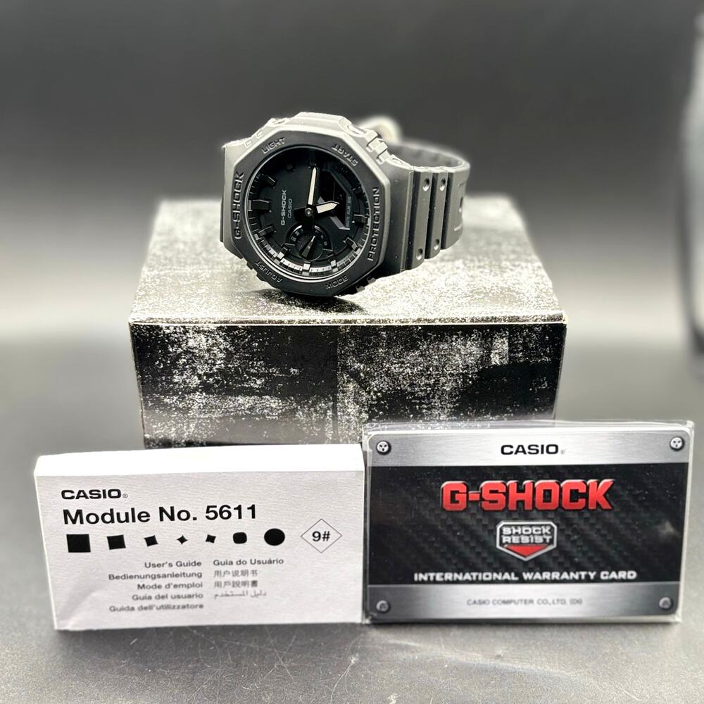 Casio G-Shock GA-2100-1A1 Monochrome Black Carbon Core Guard CasiOak Watch NIB - Picture 4 of 17